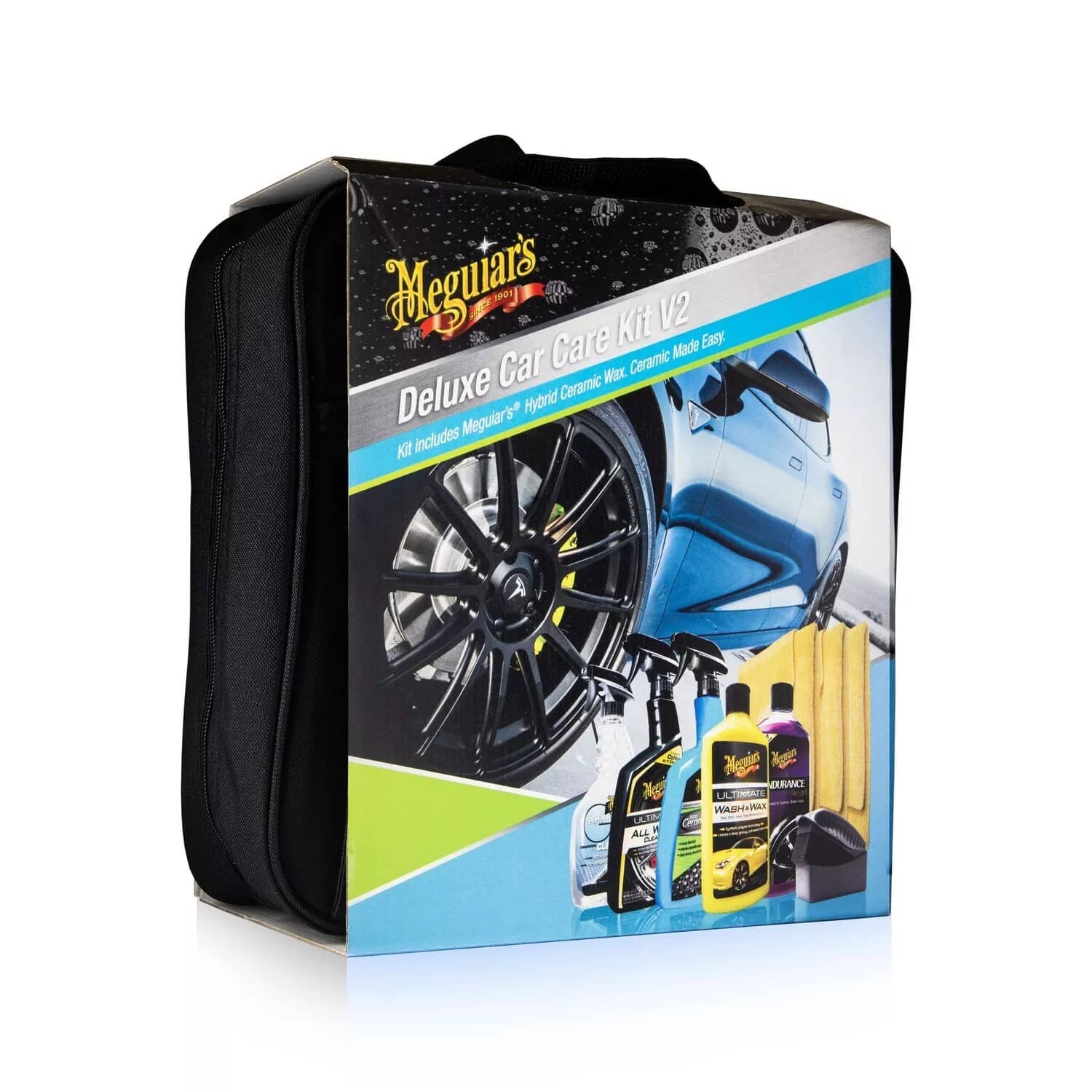 Produits Meguiar’s pour lavage auto avec sac de rangement pratique