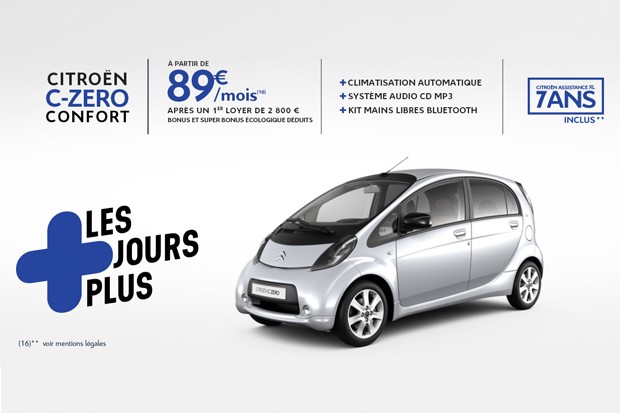 Citroën C-Zero - Une offre LLD à 89 € par mois