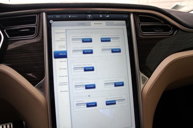 L'écran de contrôle de la Model S