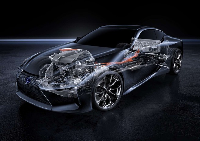 Schéma - La motorisation hybride du Lexus LC 500h