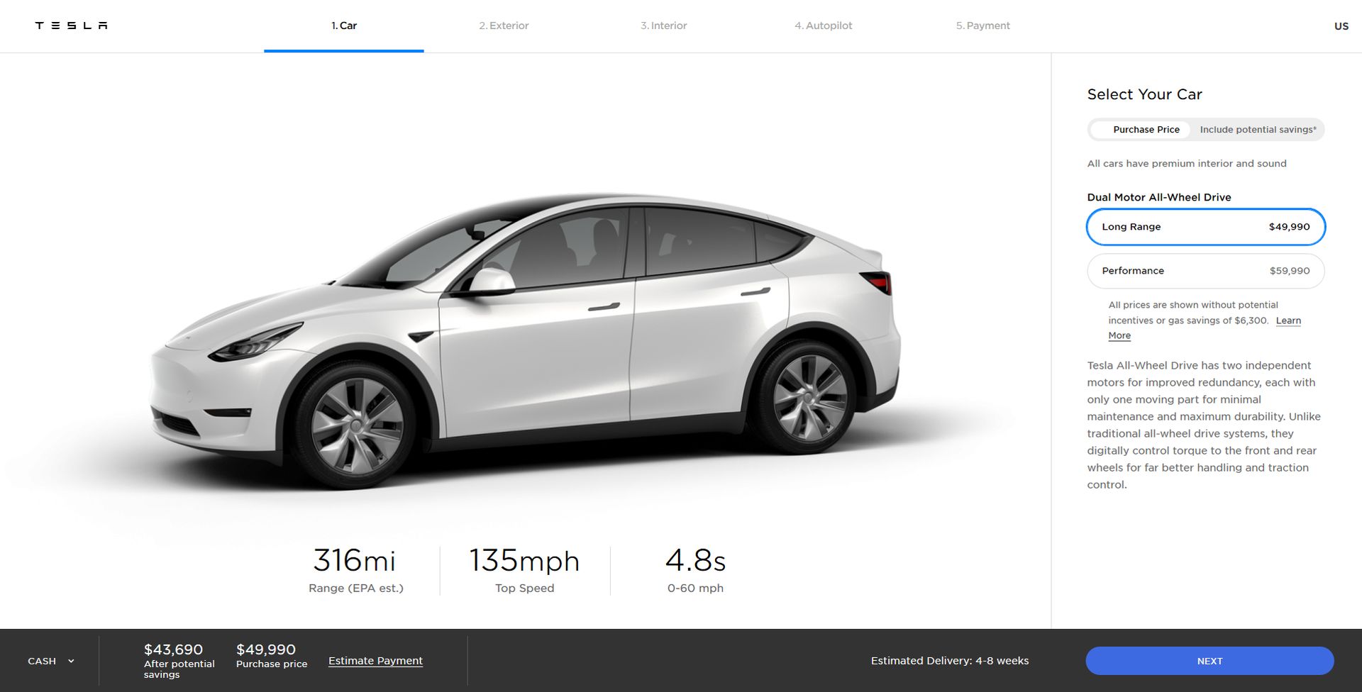 Tarifs Tesla Model Y Juillet 2020