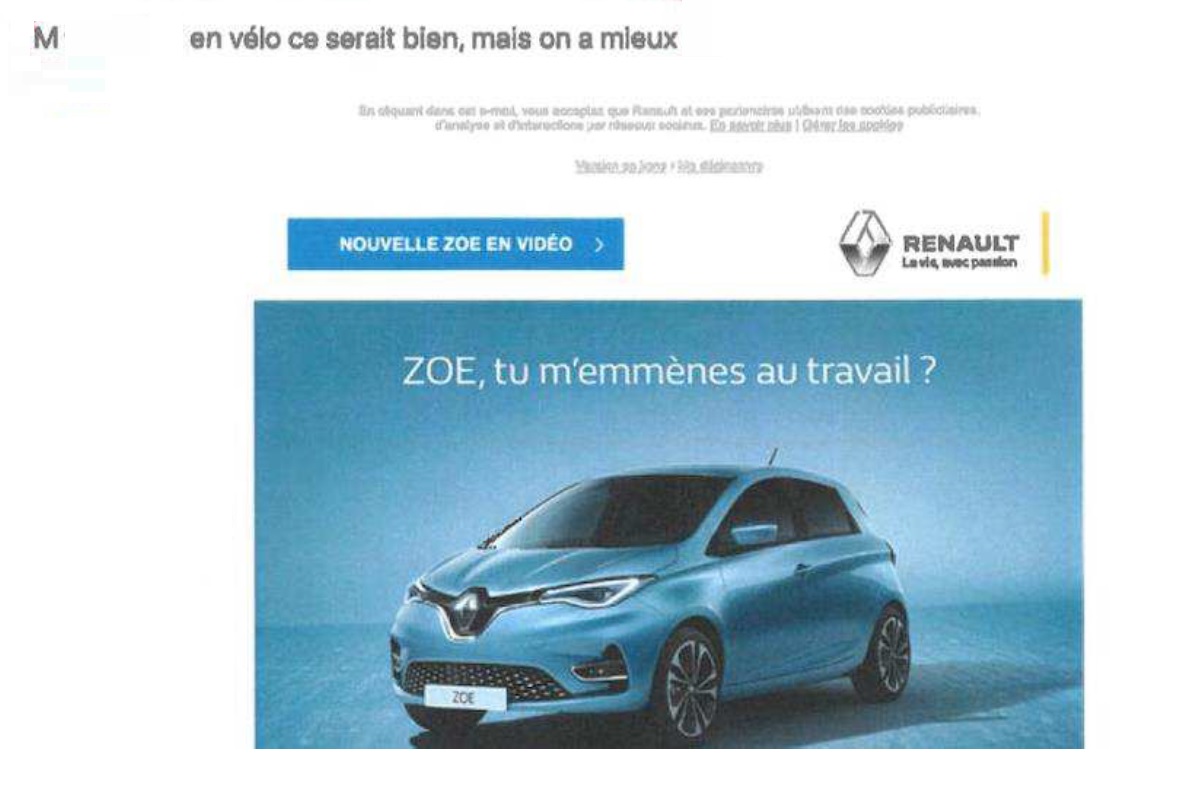 Publicité Renault ZOE vs vélo