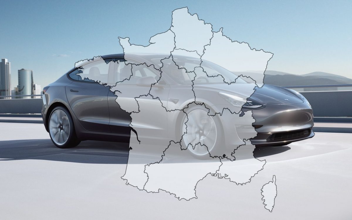 Tesla Model 3 2020 régions France